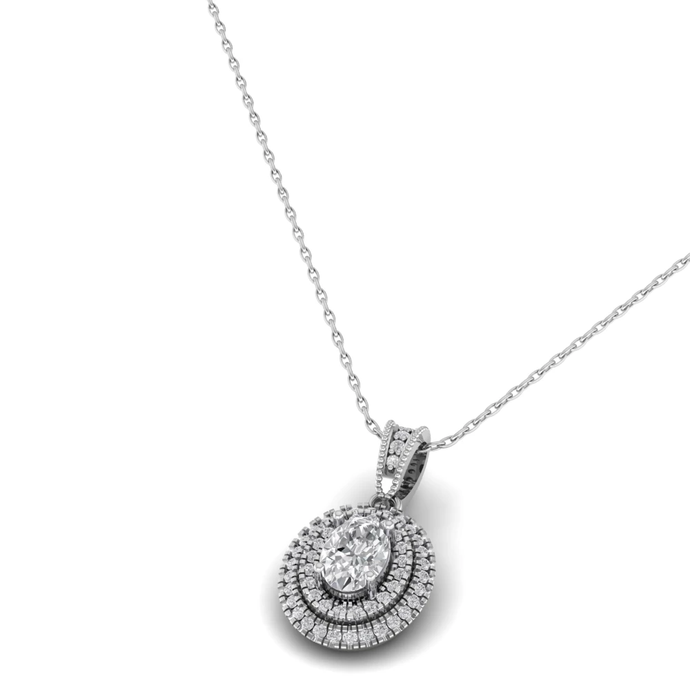 Pargold Solid Gold Eternal Shine Halo Solitaire Pendant -Silver_Diamond_Diamond_Static_Silver