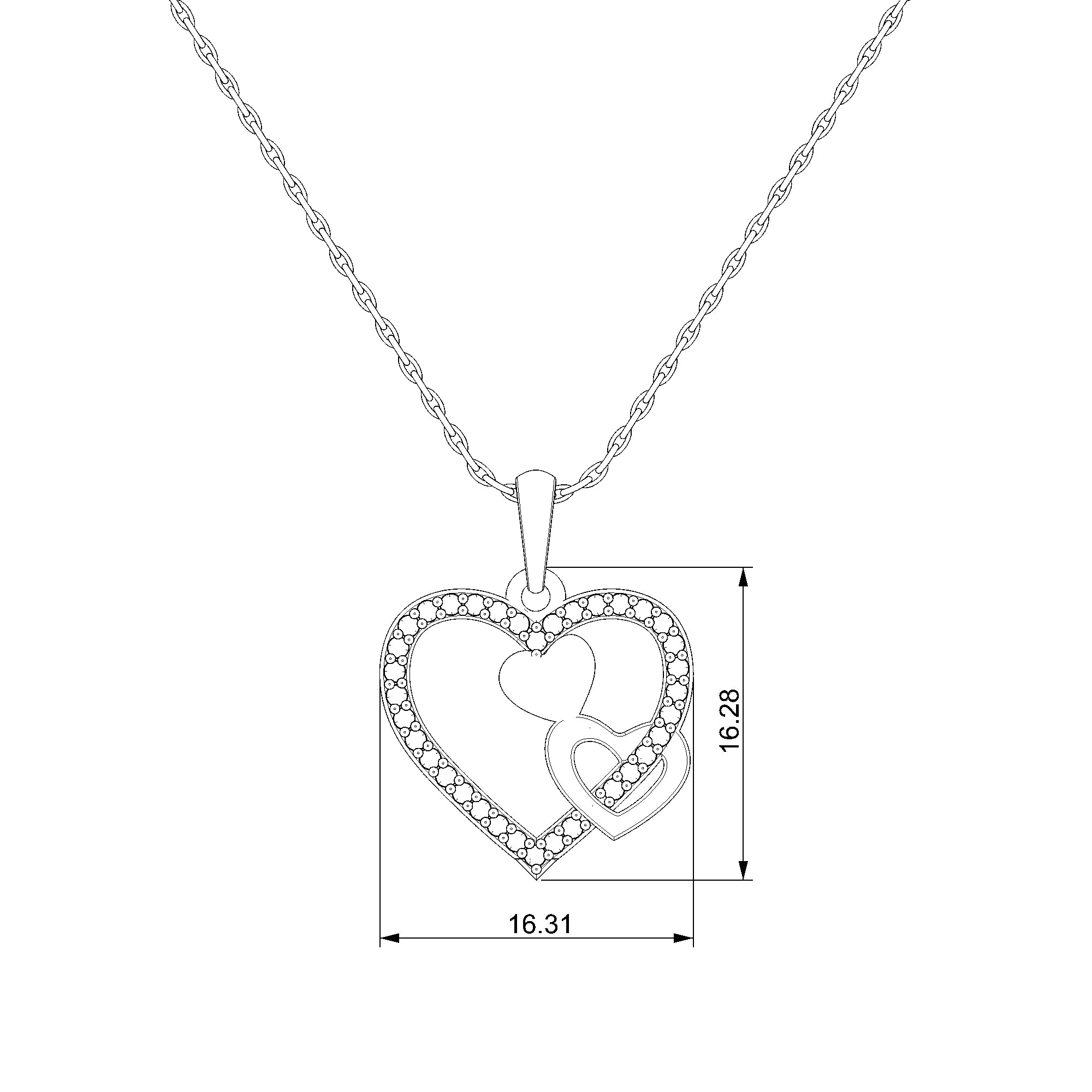 Pargold Solid Gold Timeless Love Double Heart Pendant-Static
