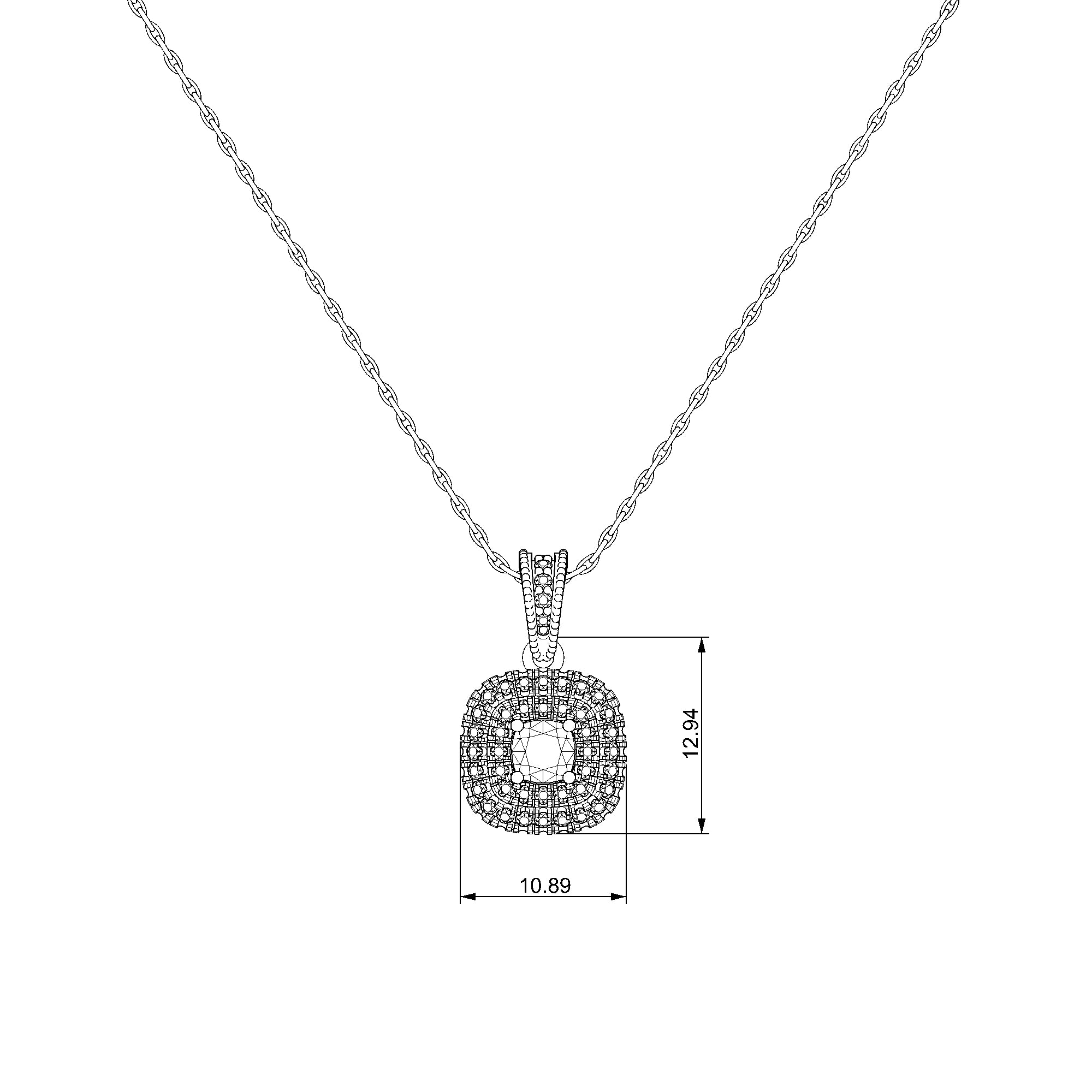 Pargold Solid Gold Luxe Square Halo Pendant-Static