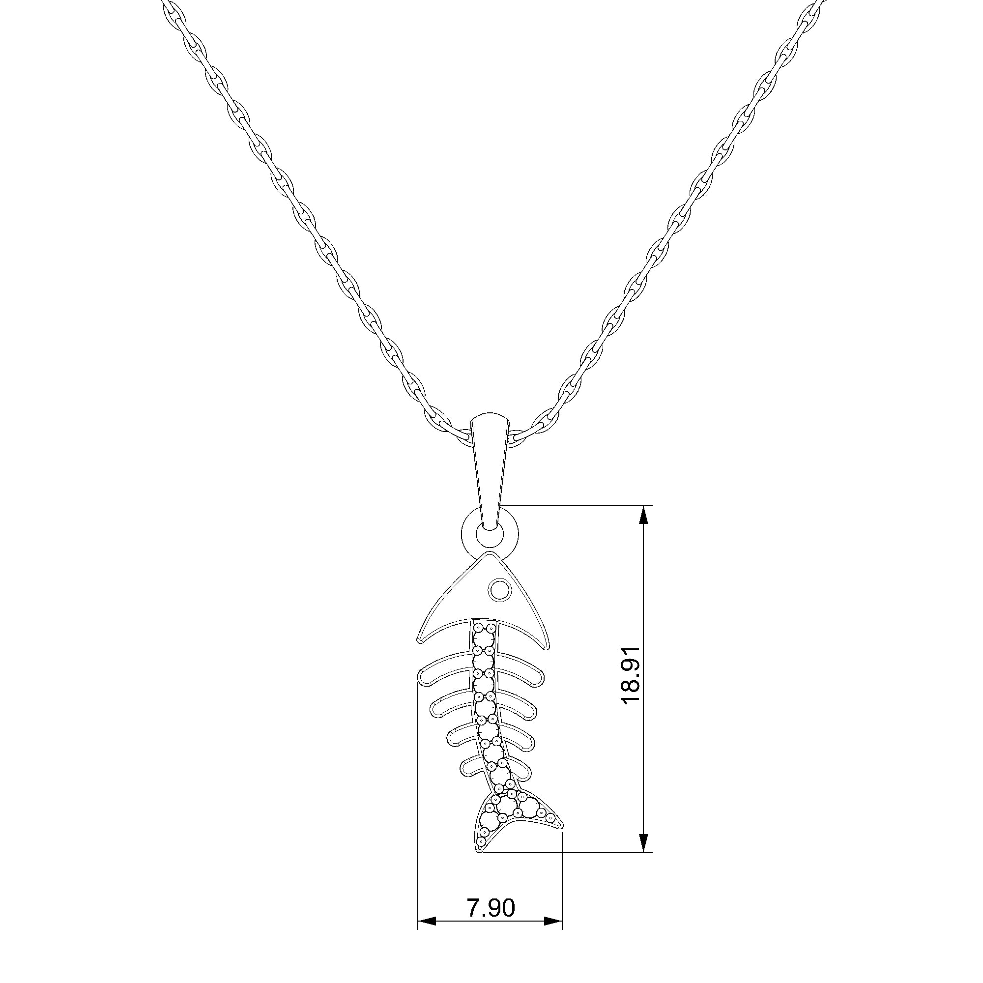 Pargold Solid Gold Exquisite Radiant Gemstone Fishbone Pendant-Static