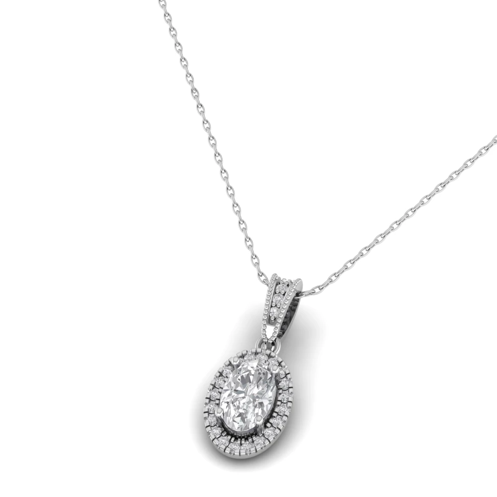 Pargold Solid Gold Dazzling Halo Pendant -Silver_Diamond_Diamond_Static_Silver