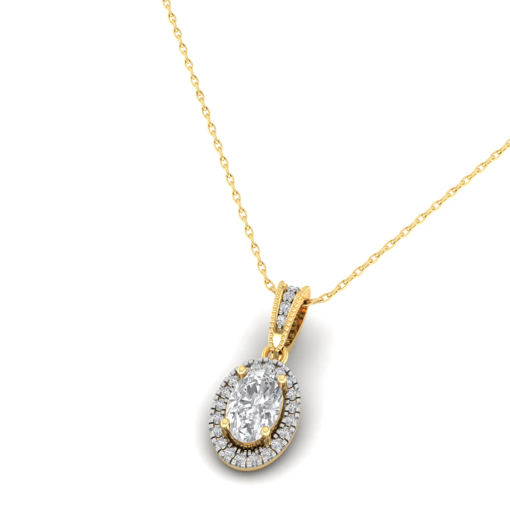 Pargold Solid Gold Dazzling Halo Pendant -Gold_Diamond_Diamond_Static_Gold