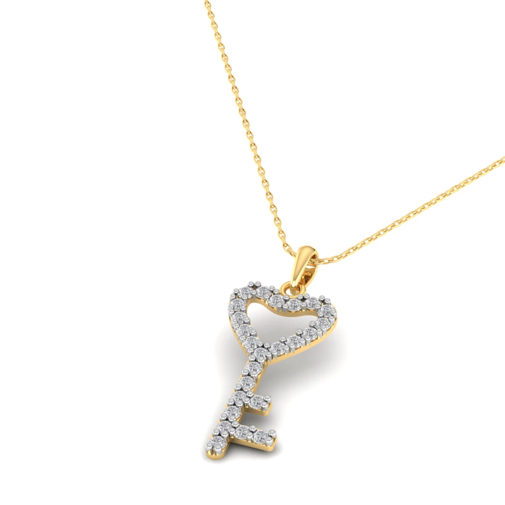 Pargold Solid Gold Captivating Heart Key Pendant -Gold_Diamond_Diamond_Static_Gold