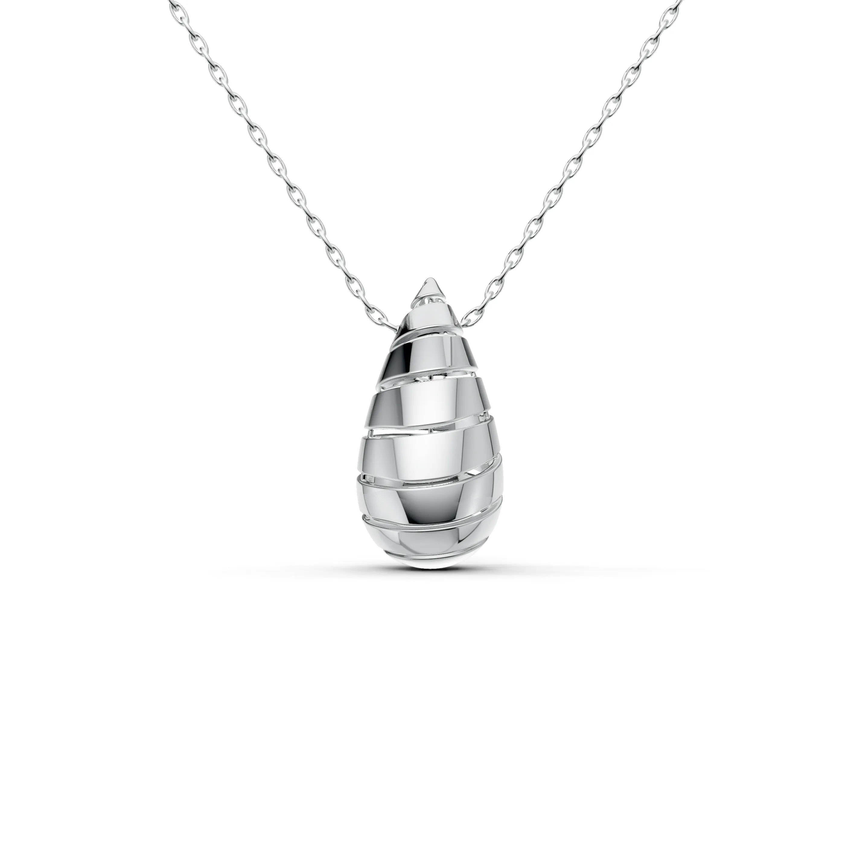 Pargold Solid Gold Elegant Spiral Cascade Necklace -Silver_Static_Silver
