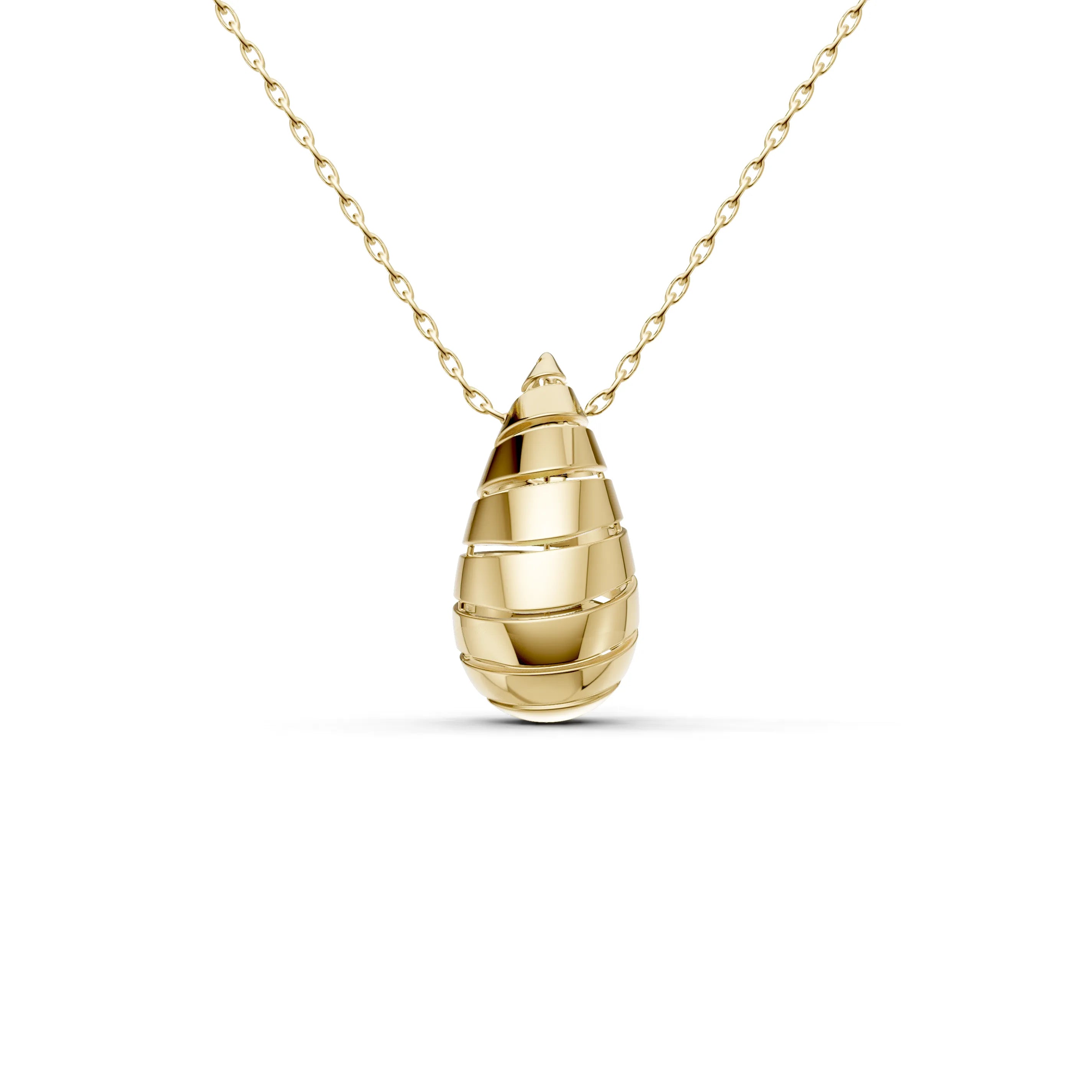 Pargold Solid Gold Elegant Spiral Cascade Necklace -Gold_Static_Gold