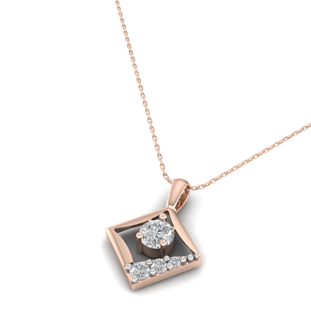 Pargold Solid Gold Geometric Brilliance Pendant -Rose_Diamond_Diamond_Static_Rose