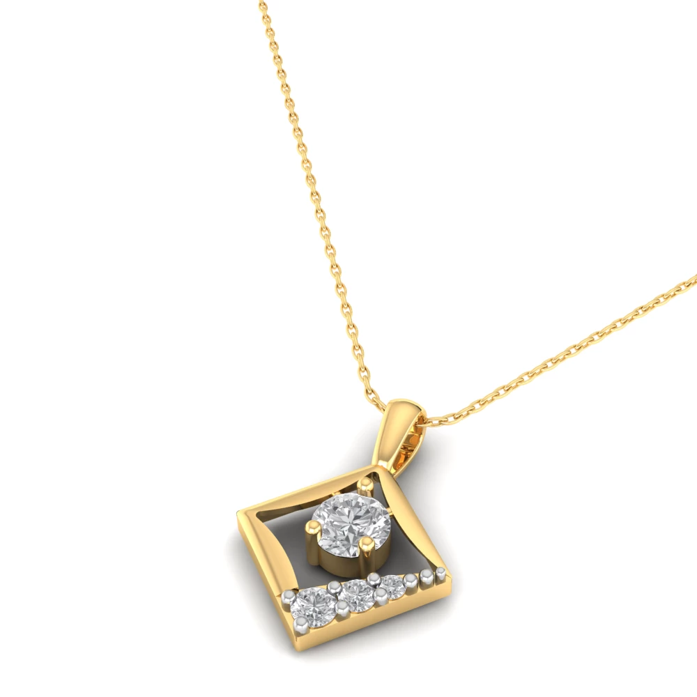 Pargold Solid Gold Geometric Brilliance Pendant -Gold_Diamond_Diamond_Static_Gold