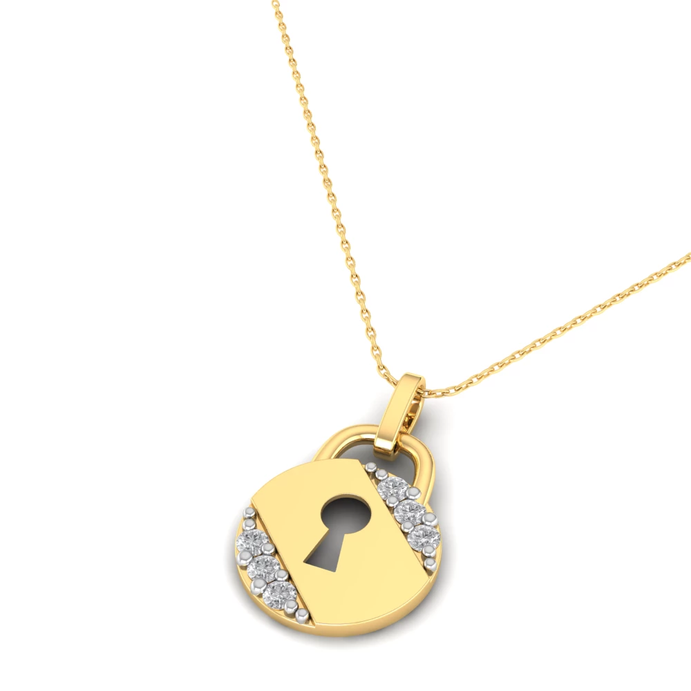 Pargold Solid Gold Luminous Heartlock Pendant -Gold_Diamond_Diamond_Static_Gold