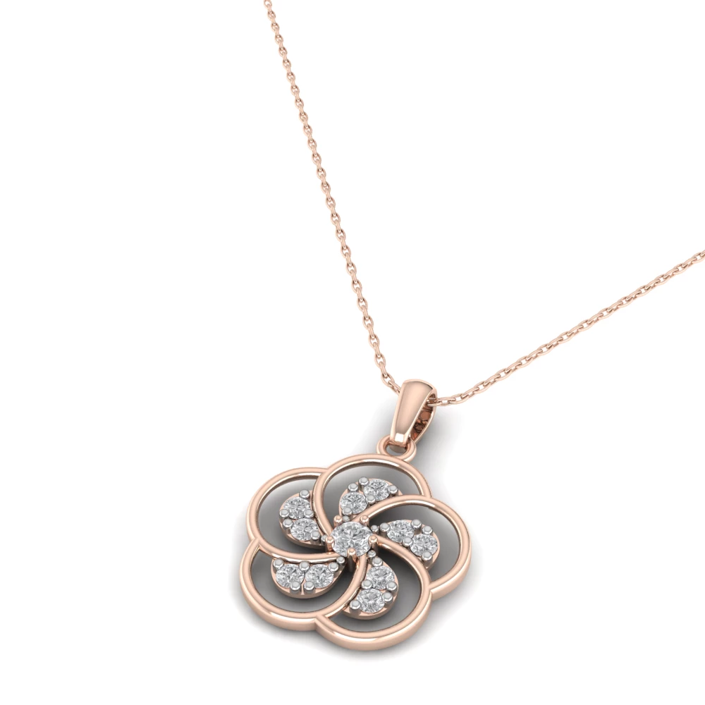 Pargold Solid Gold Eternal Blossom Sparkle Pendant -Rose_Diamond_Diamond_Static_Rose