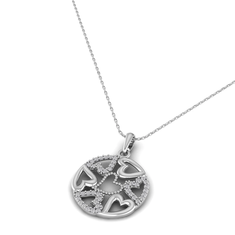 Pargold Solid Gold Golden Affection Medallion Pendant -Silver_Diamond_Diamond_Static_Silver