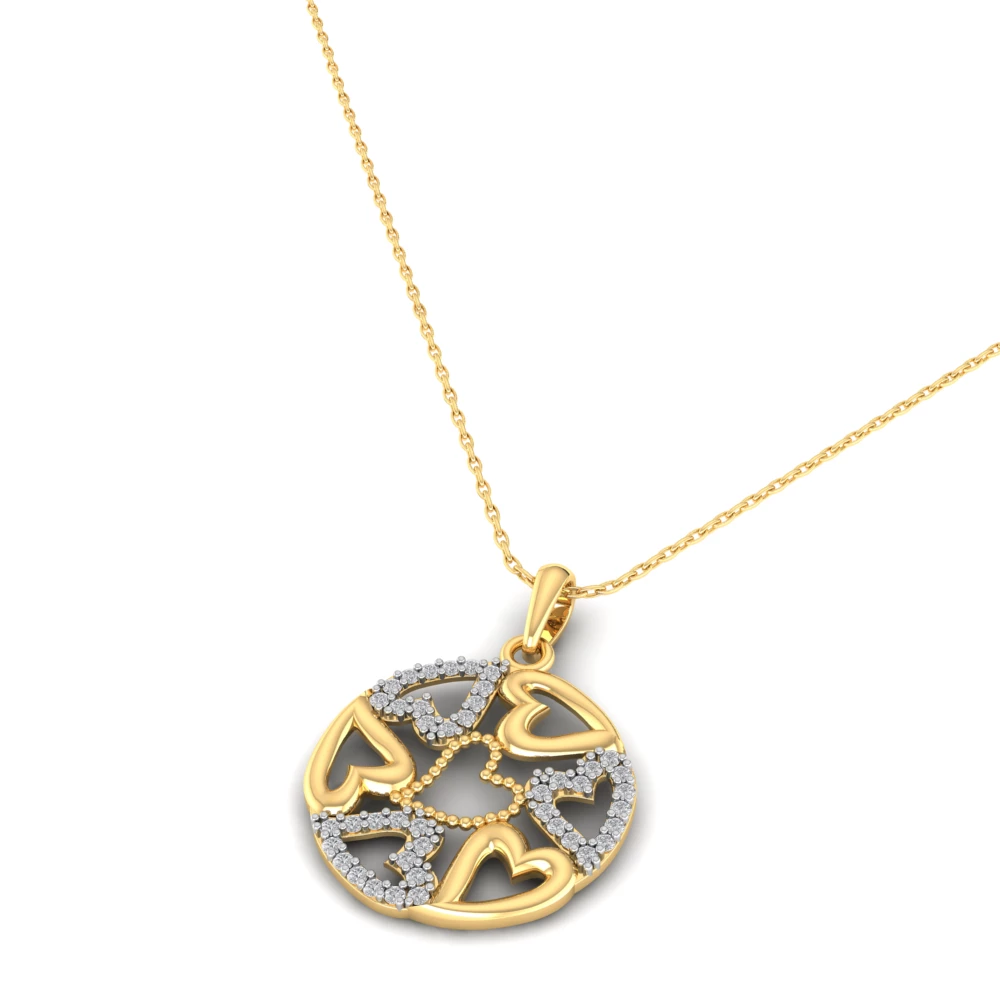 Pargold Solid Gold Golden Affection Medallion Pendant -Gold_Diamond_Diamond_Static_Gold