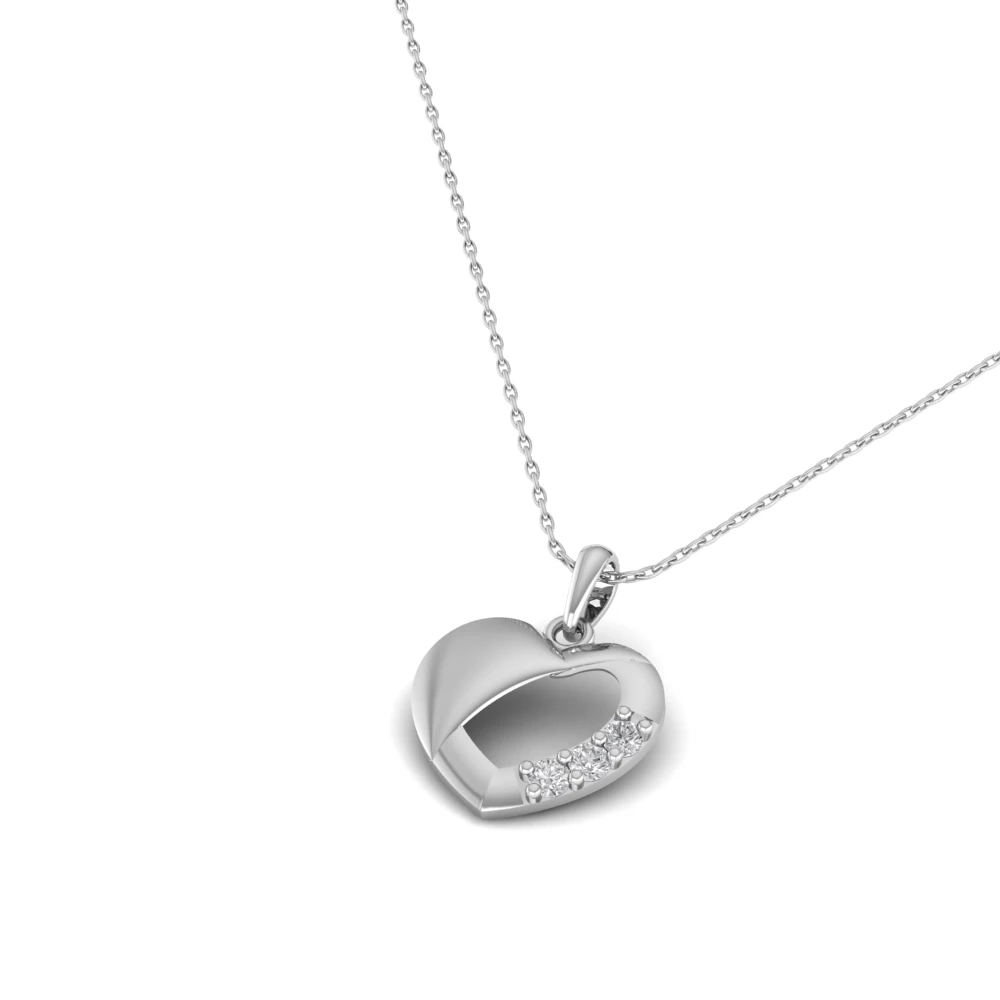 Pargold Solid Gold Hidden Spark Heart Pendant -Silver_Diamond_Diamond_Static_Silver