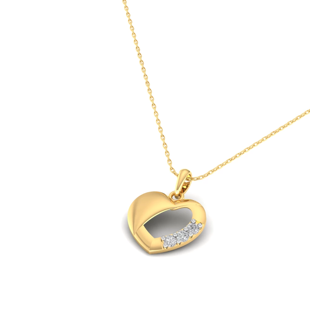 Pargold Solid Gold Hidden Spark Heart Pendant -Gold_Diamond_Diamond_Static_Gold