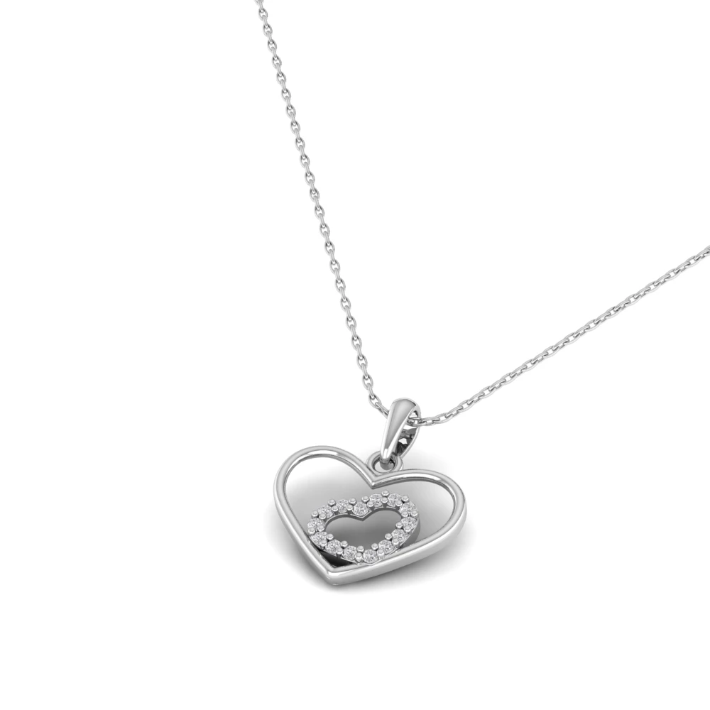 Pargold Solid Gold Love's Embrace Heart Pendant -Silver_Diamond_Diamond_Static_Silver