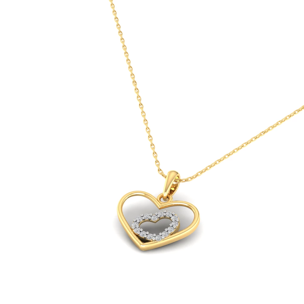 Pargold Solid Gold Love's Embrace Heart Pendant -Gold_Diamond_Diamond_Static_Gold