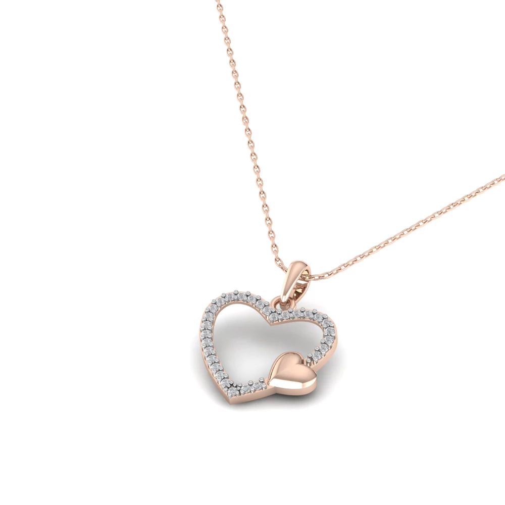 Pargold Solid Gold Glittering Affection Heart Pendant  -Rose_Diamond_Diamond_Static_Rose