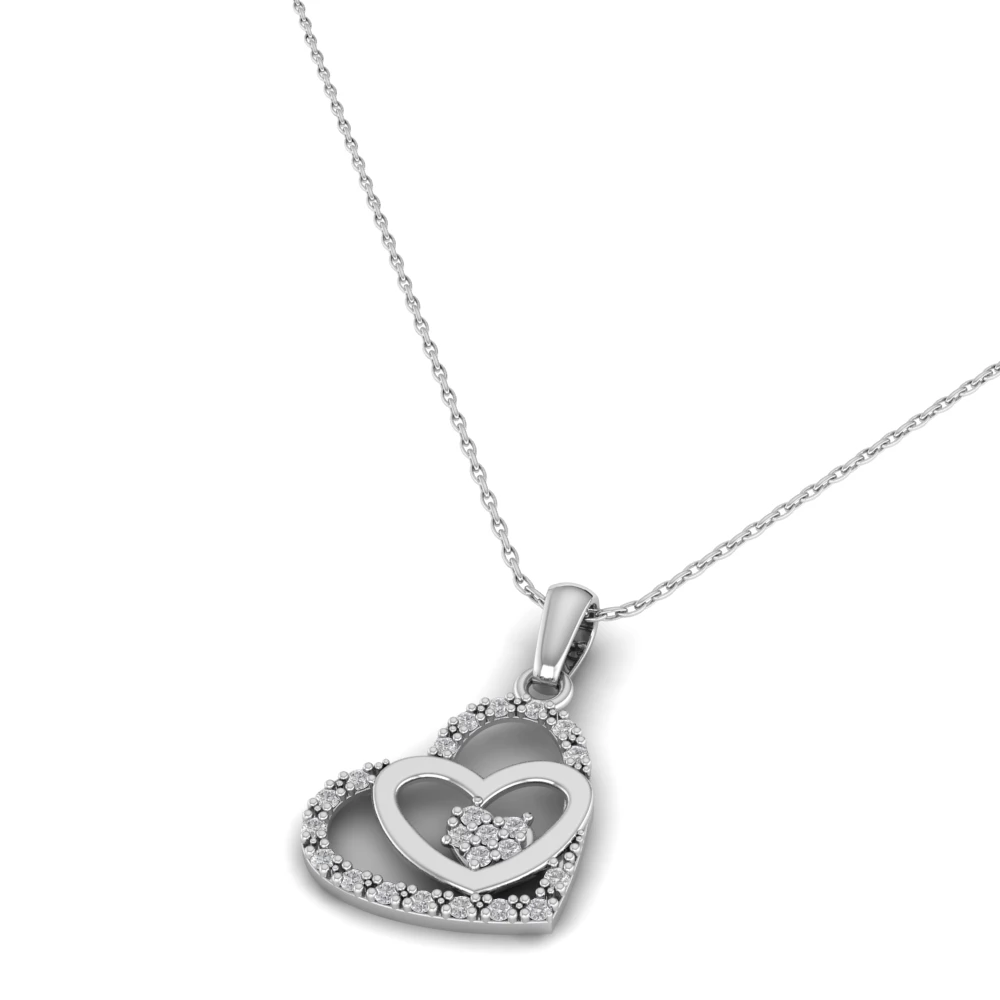 Pargold Solid Gold Radiant Reverie Heart Pendant -Silver_Diamond_Diamond_Static_Silver