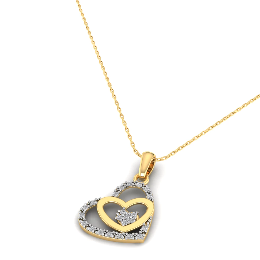 Pargold Solid Gold Radiant Reverie Heart Pendant -Gold_Diamond_Diamond_Static_Gold