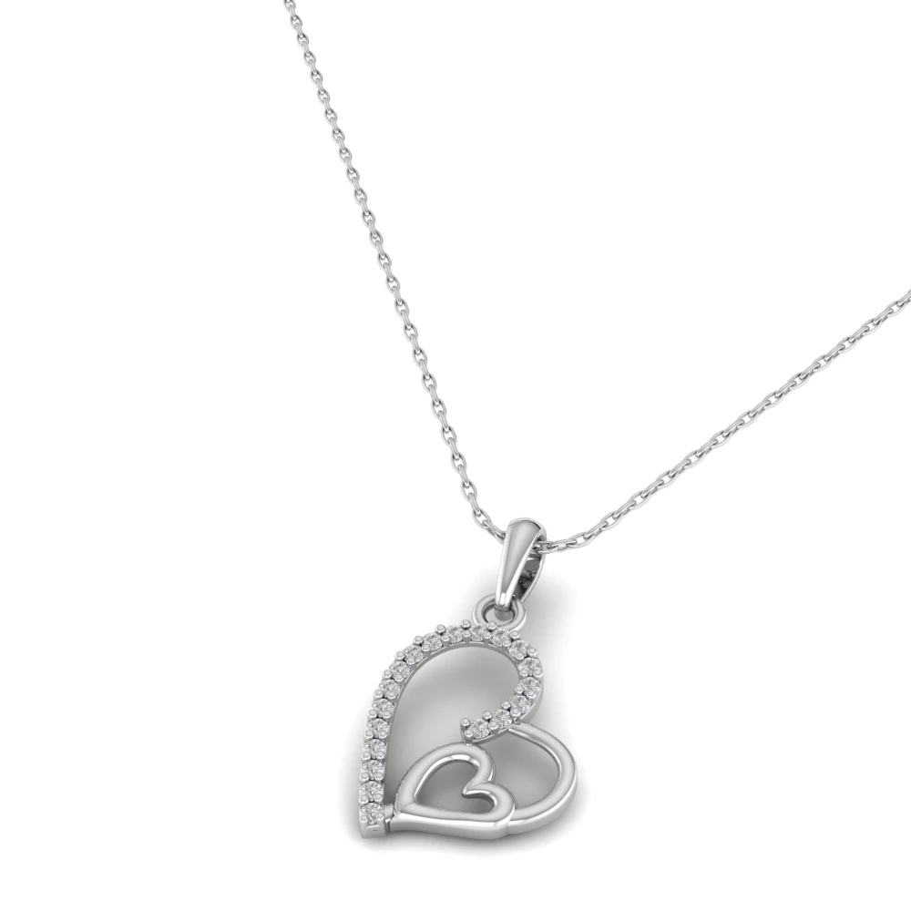 Pargold Solid Gold Ethereal Elegance Heart Pendant -Silver_Diamond_Diamond_Static_Silver