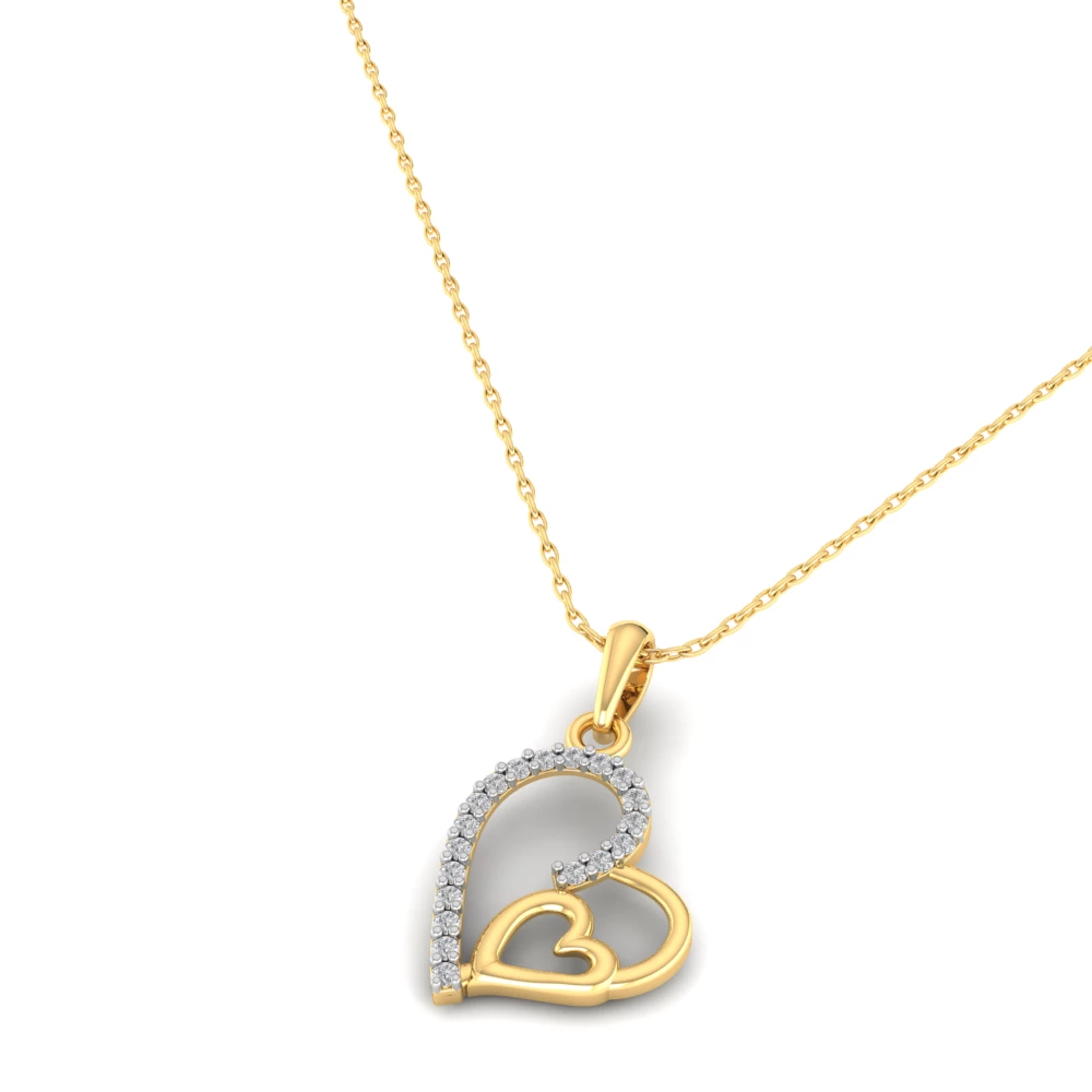 Pargold Solid Gold Ethereal Elegance Heart Pendant -Gold_Diamond_Diamond_Static_Gold