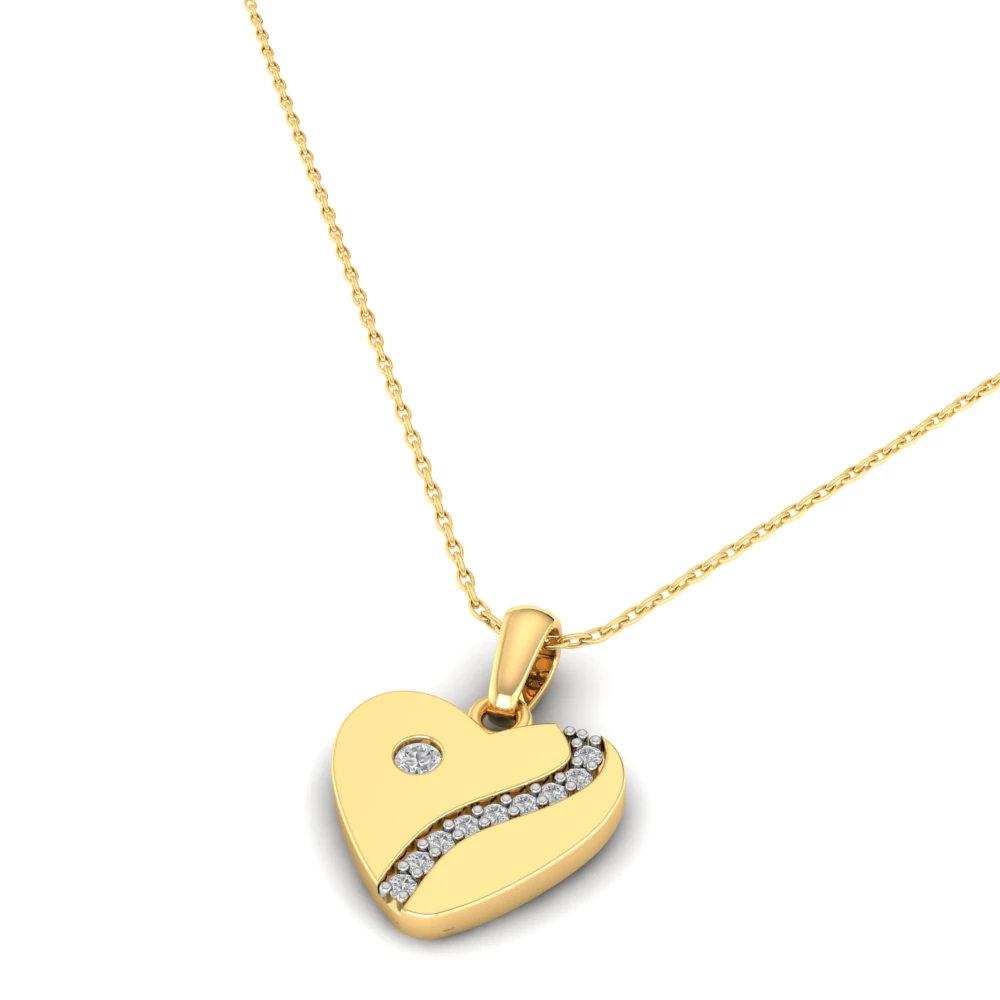 Pargold Solid Gold Golden Elegance Heart Pendant -Gold_Diamond_Diamond_Static_Gold