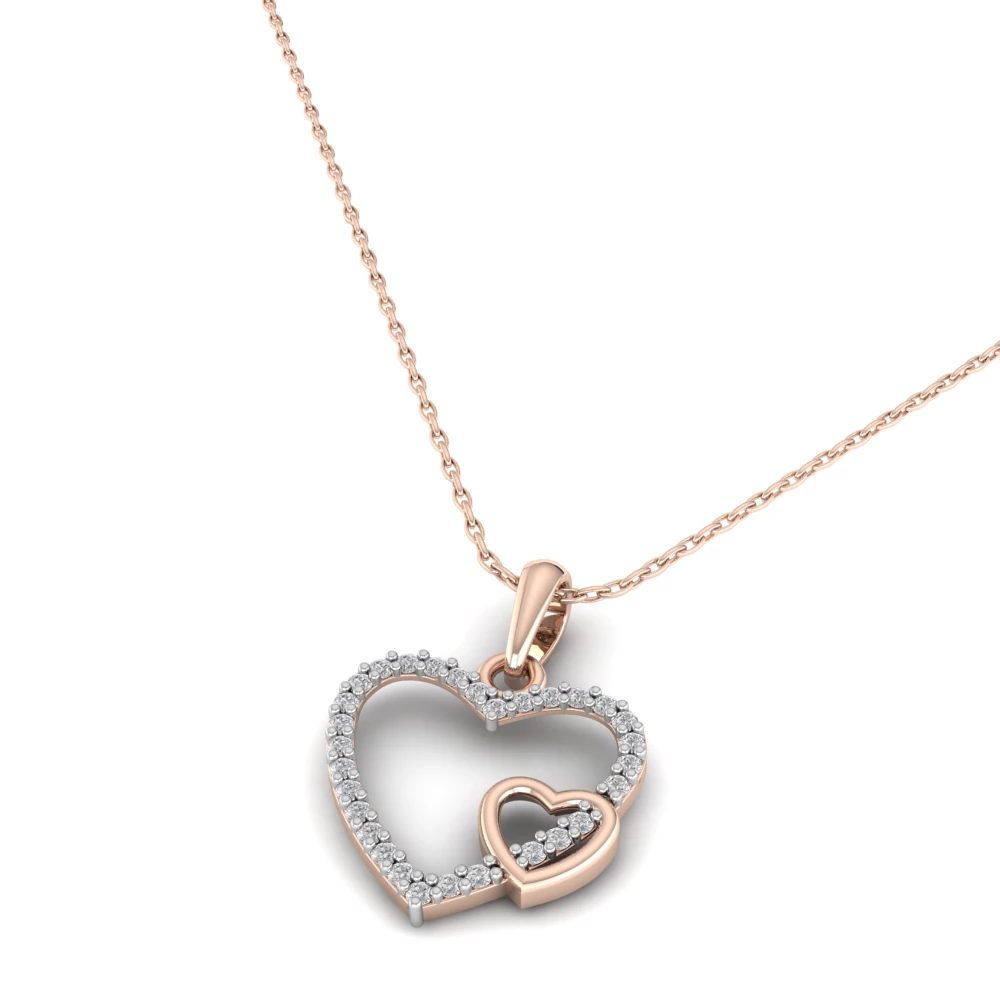 Pargold Solid Gold Harmony Hearts Pendant -Rose_Diamond_Diamond_Static_Rose