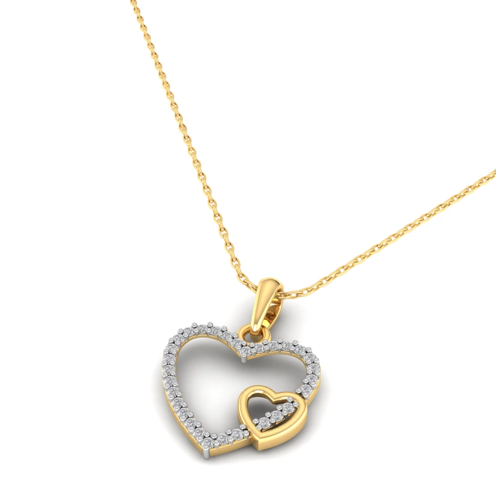 Pargold Solid Gold Harmony Hearts Pendant -Gold_Diamond_Diamond_Static_Gold