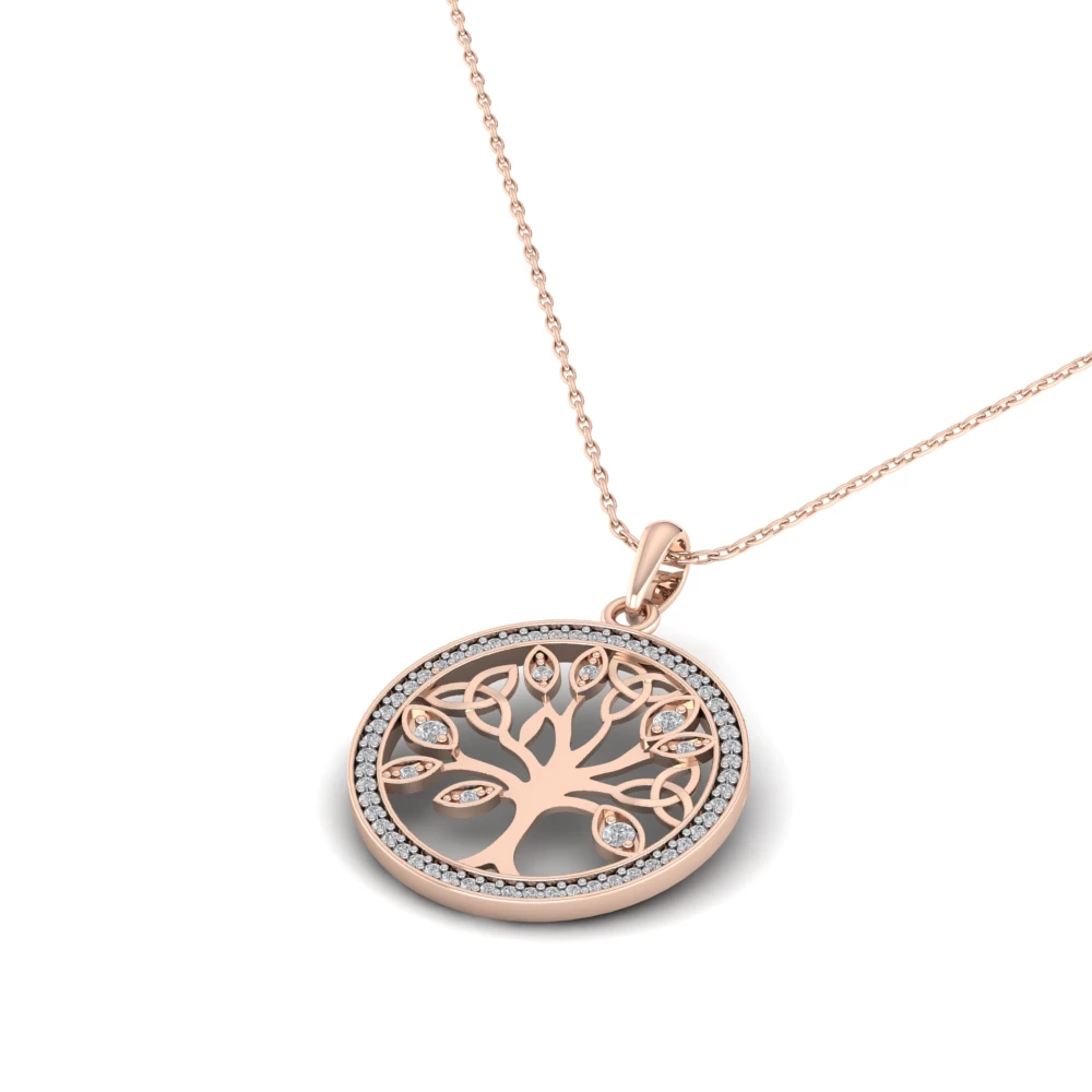 Pargold Solid Gold Tree of Life Ethereal Pendant -Rose_Diamond_Diamond_Static_Rose