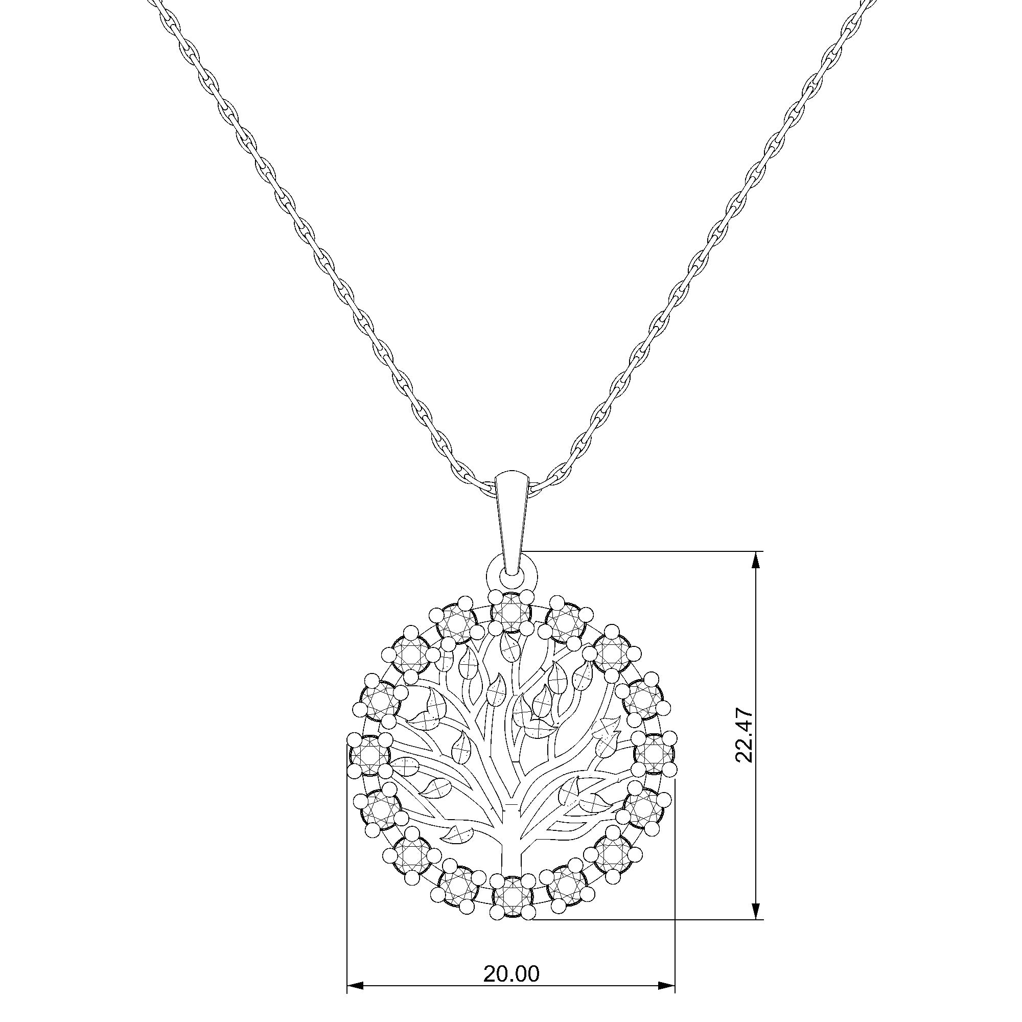 Pargold Solid Gold Tree of Life Charm Necklace Pendant-Static