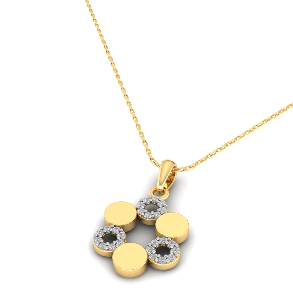 Pargold Solid Gold Luxoria Elegance Flower Necklace -Gold_Diamond_Diamond_Static_Gold