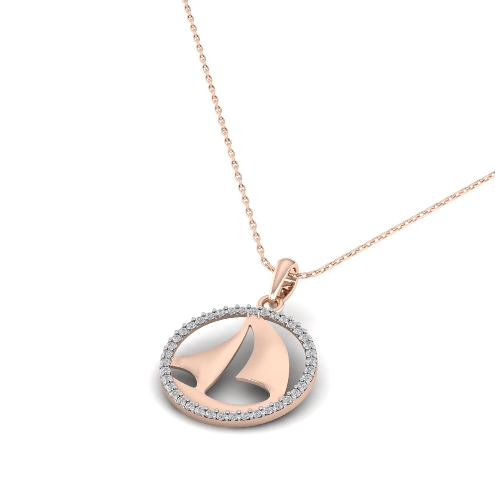 Pargold Solid Gold Golden Sails Circle Pendant -Rose_Diamond_Diamond_Static_Rose