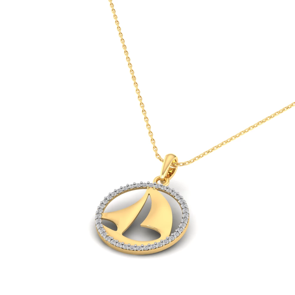 Pargold Solid Gold Golden Sails Circle Pendant -Gold_Diamond_Diamond_Static_Gold