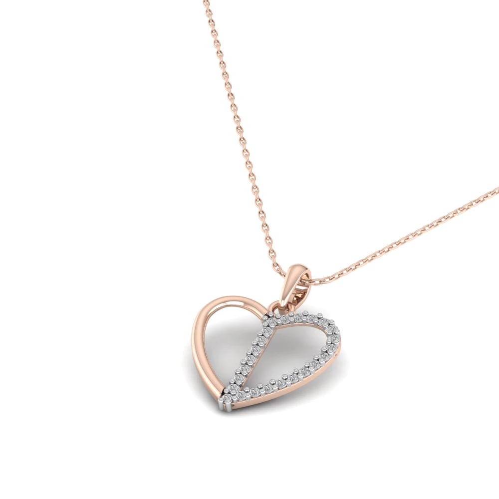 Pargold Solid Gold Dual Gleam Heart Pendant -Rose_Diamond_Diamond_Static_Rose