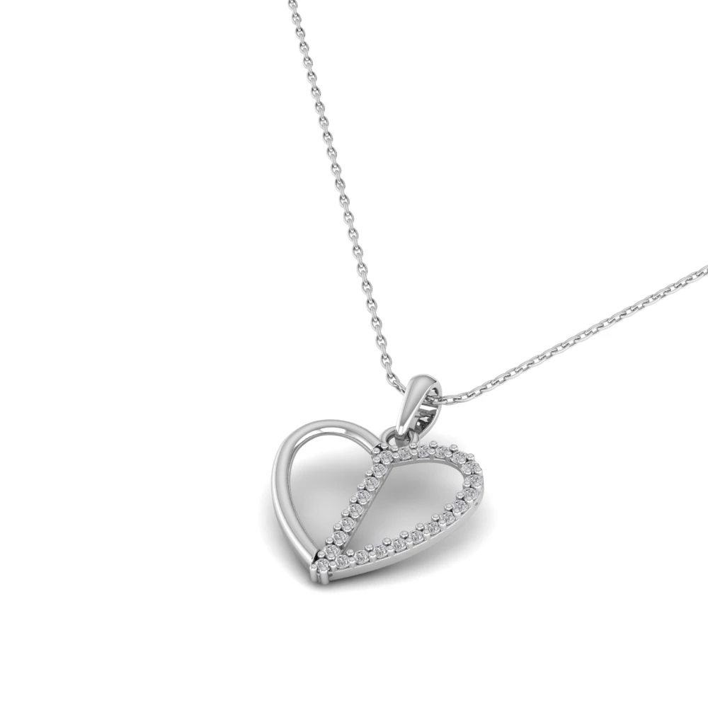 Pargold Solid Gold Dual Gleam Heart Pendant -Silver_Diamond_Diamond_Static_Silver