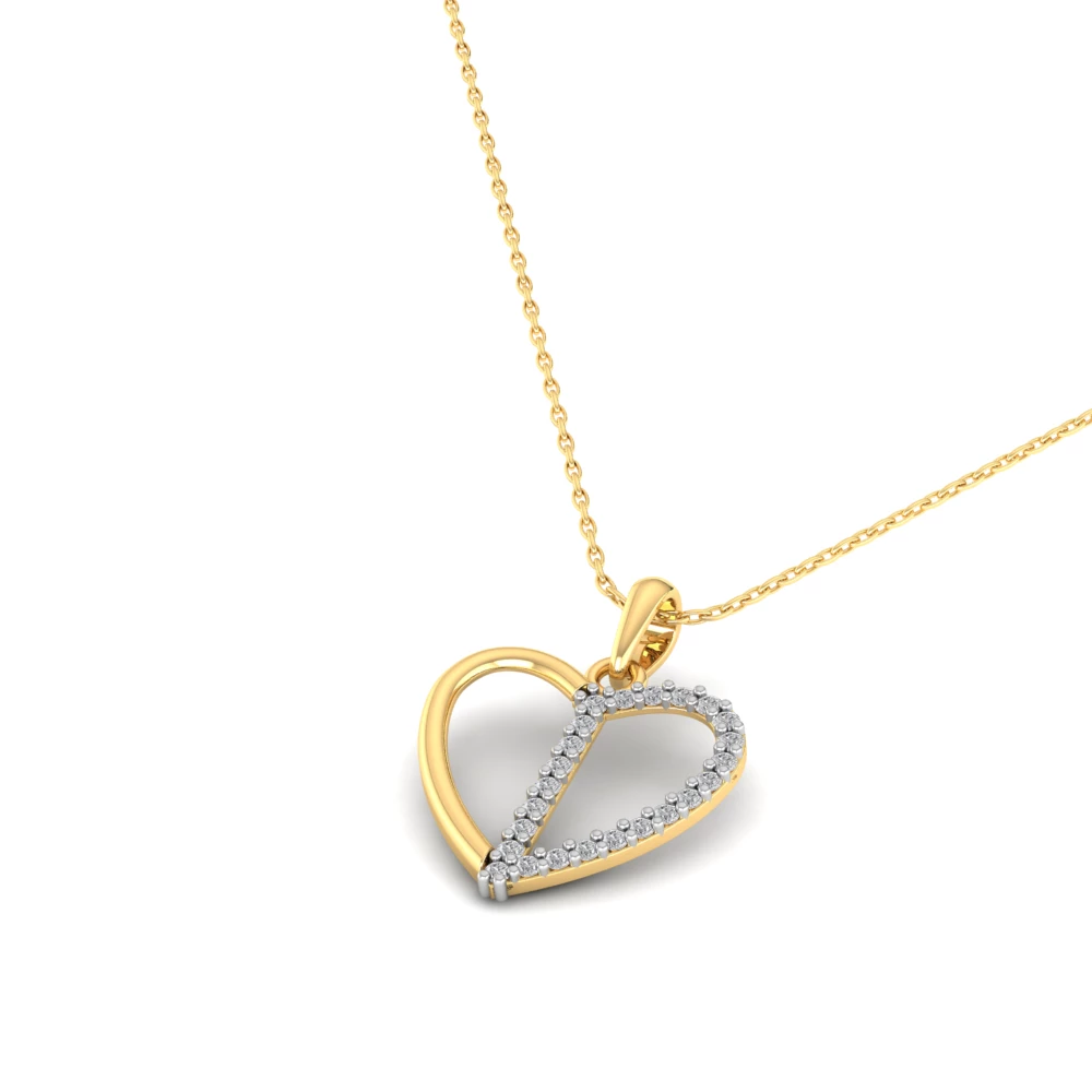 Pargold Solid Gold Dual Gleam Heart Pendant -Gold_Diamond_Diamond_Static_Gold