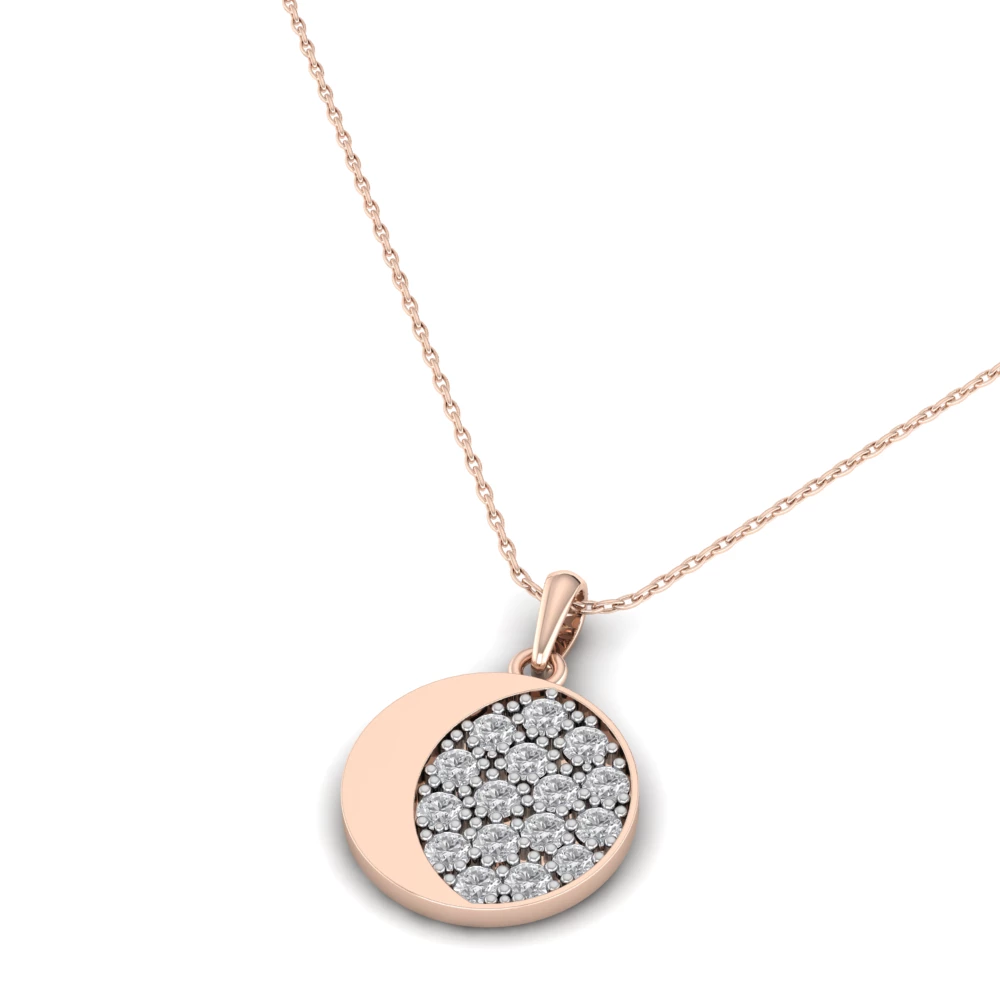 Pargold Solid Gold Crescent Eclipse Pendant Necklace -Rose_Diamond_Diamond_Static_Rose