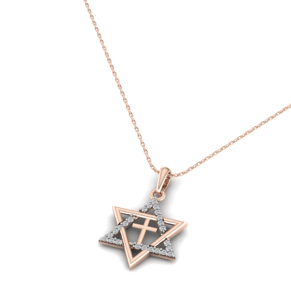 Pargold Solid Gold Divine Intersection Star Pendant -Rose_Diamond_Diamond_Static_Rose