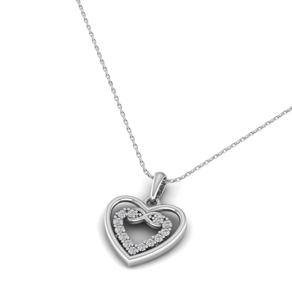 Pargold Solid Gold Nested Hearts Infinity Pendant -Silver_Diamond_Diamond_Static_Silver