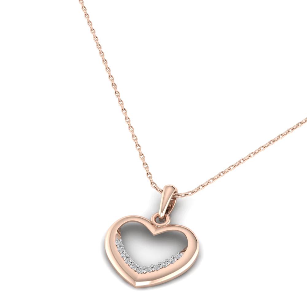 Pargold Solid Gold Heart Glimmer Pendant -Rose_Diamond_Diamond_Static_Rose