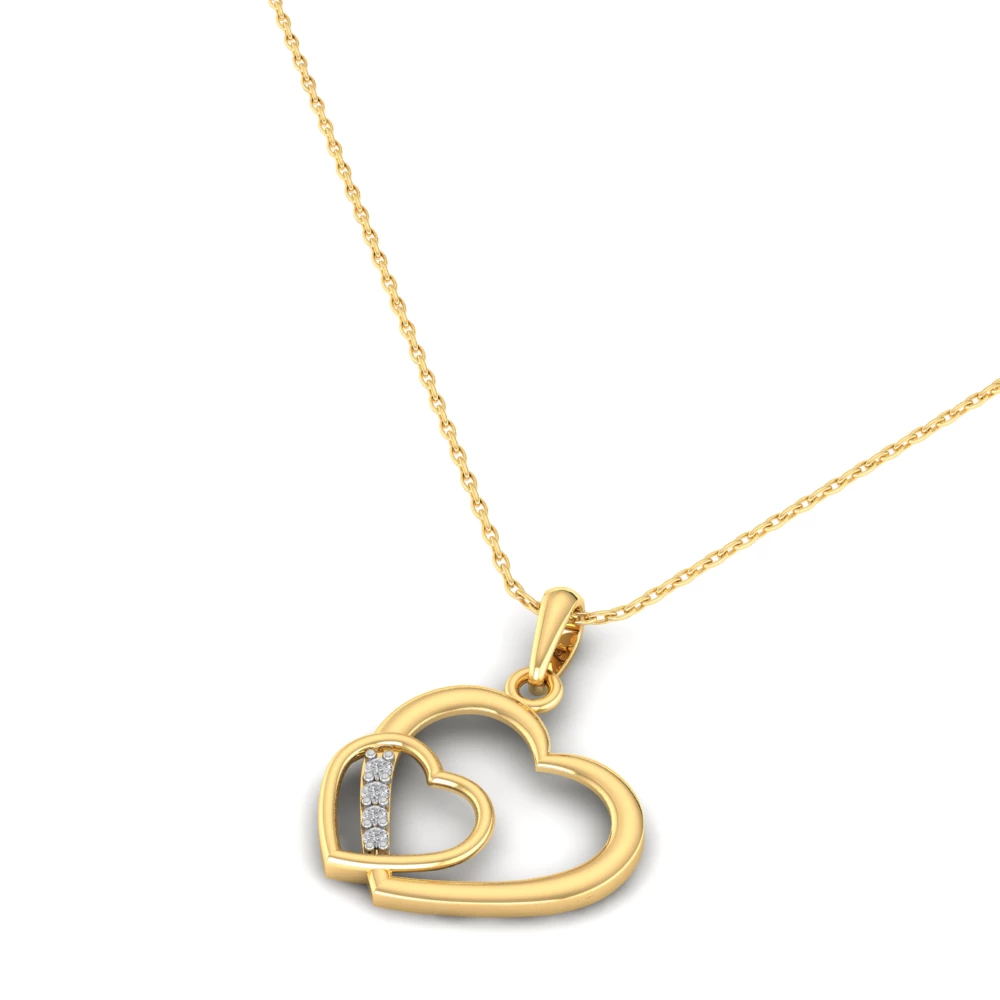 Pargold Solid Gold Enchanted Sparkle Heart Pendant -Gold_Diamond_Diamond_Static_Gold