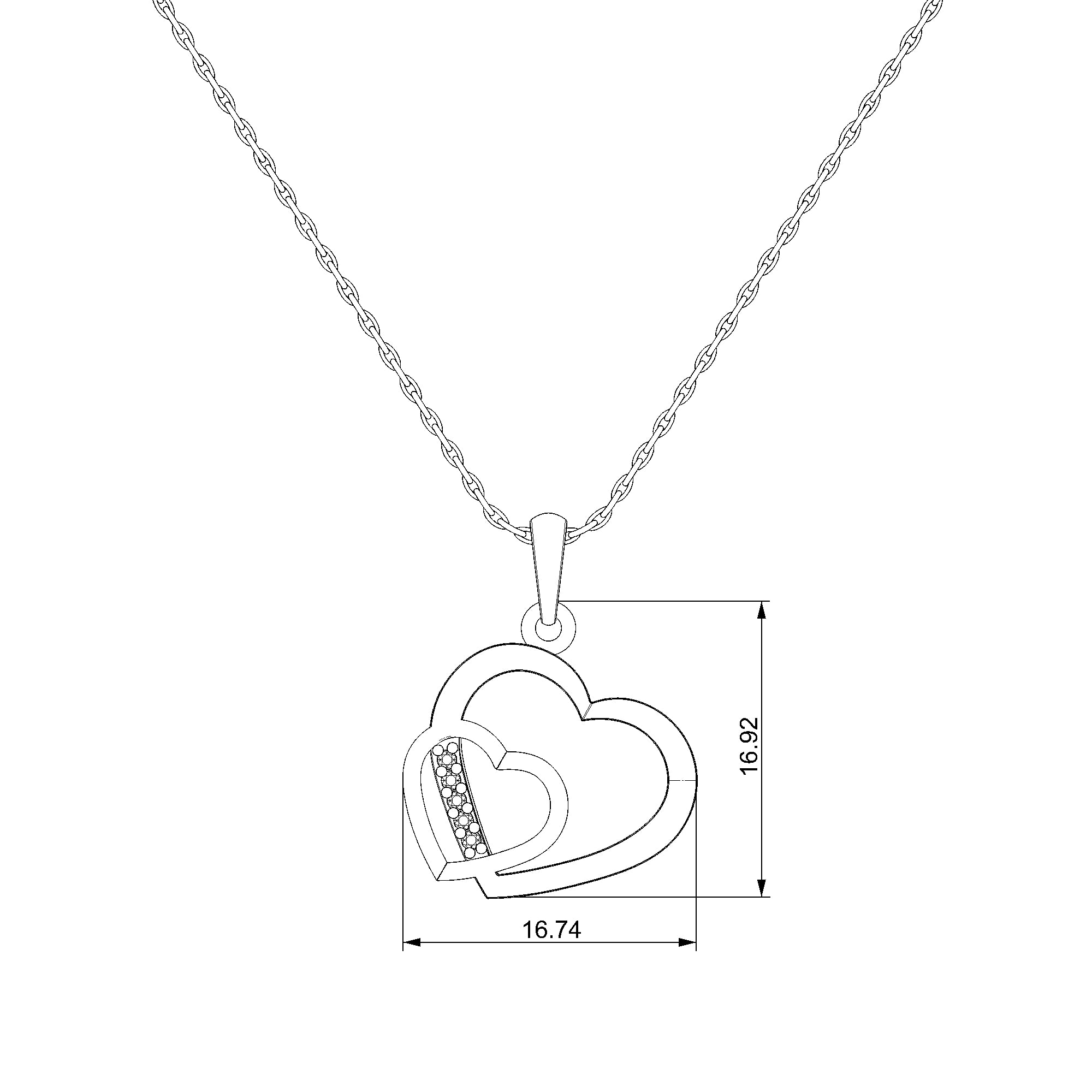 Pargold Solid Gold Enchanted Sparkle Heart Pendant-Static