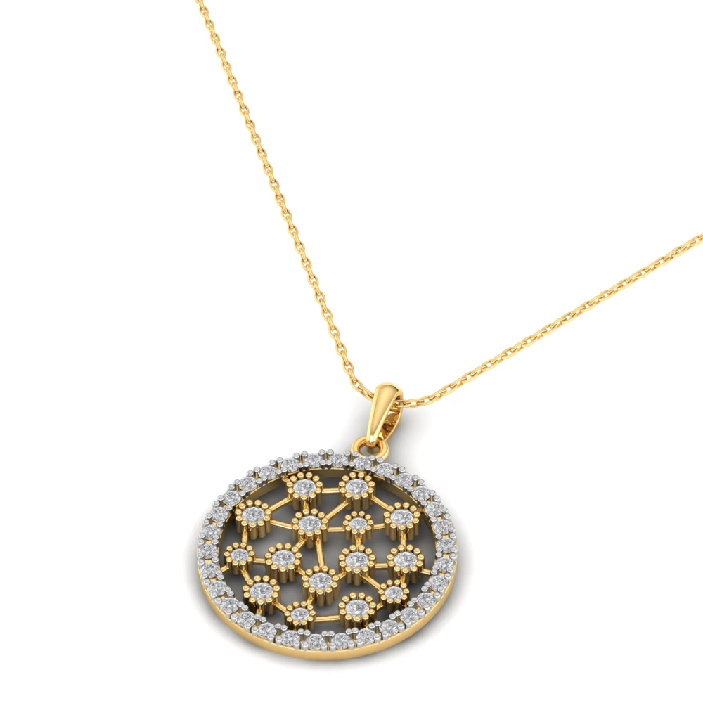 Pargold Solid Gold Constellation Spark Pendant -Gold_Diamond_Diamond_Static_Gold