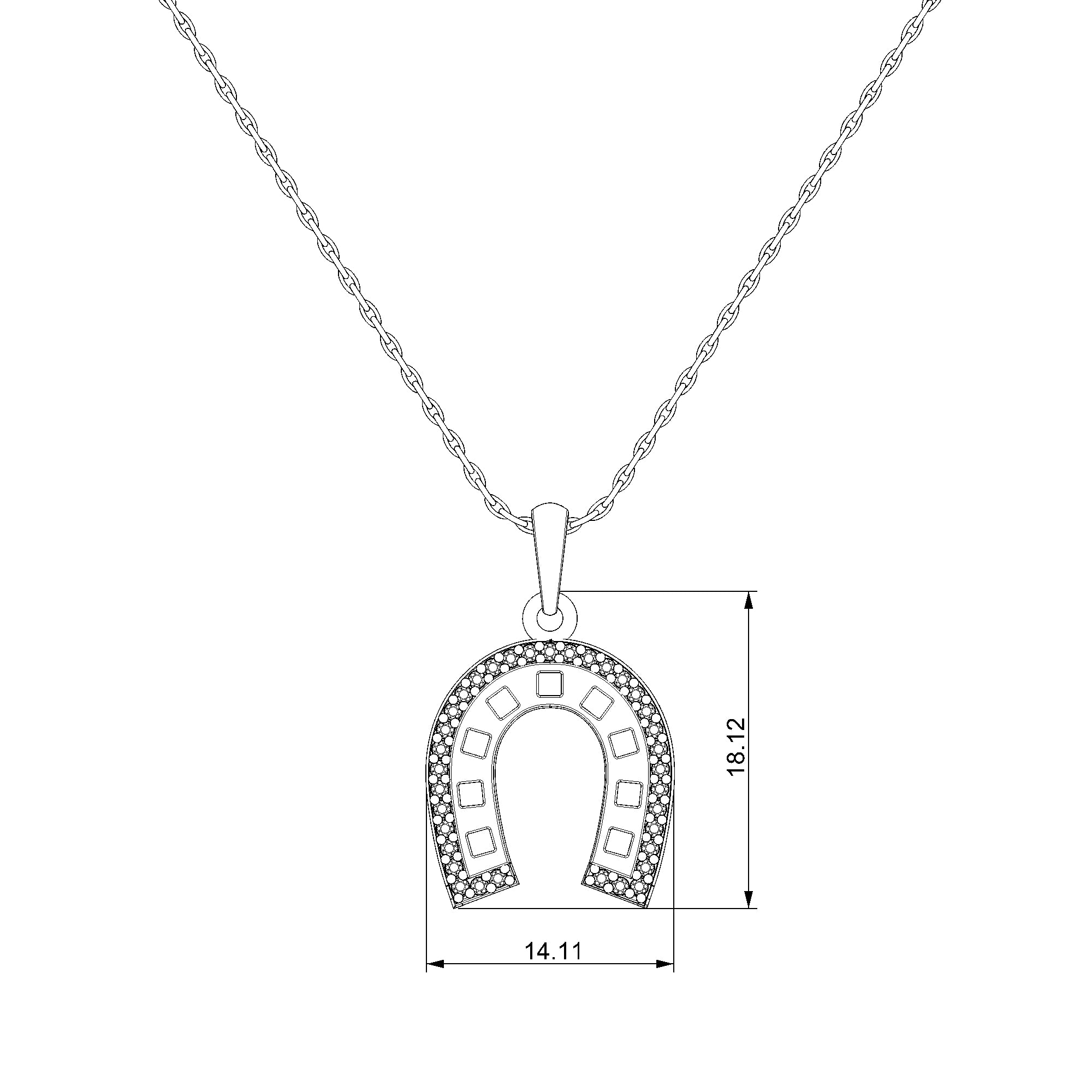 Pargold Solid Gold Golden Glisten Horseshoe Pendant-Static