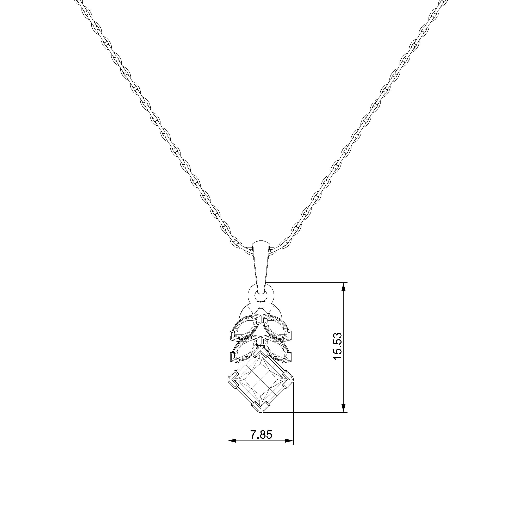 Pargold Solid Gold Geometric Brilliance Cascade Pendant-Static