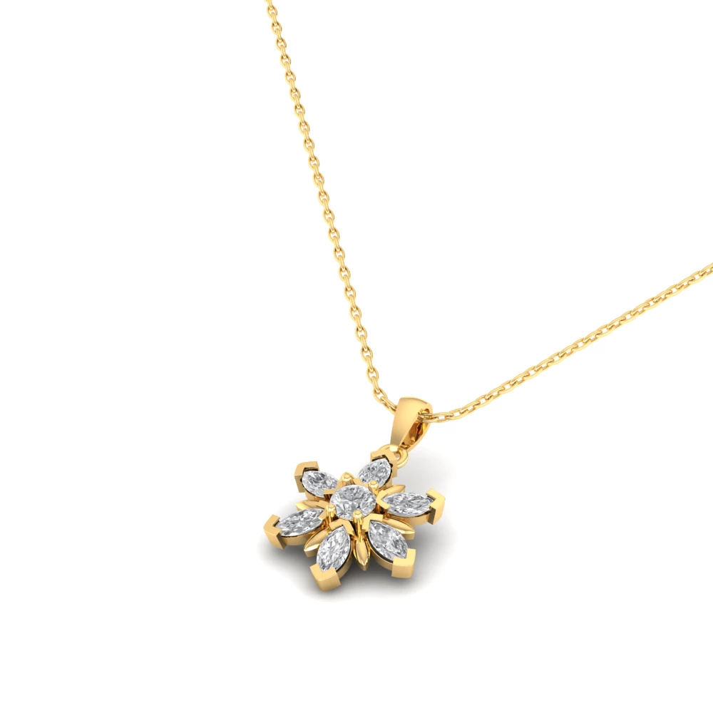 Pargold Solid Gold Stellar Flora Pendant -Gold_Diamond_Diamond_Static_Gold