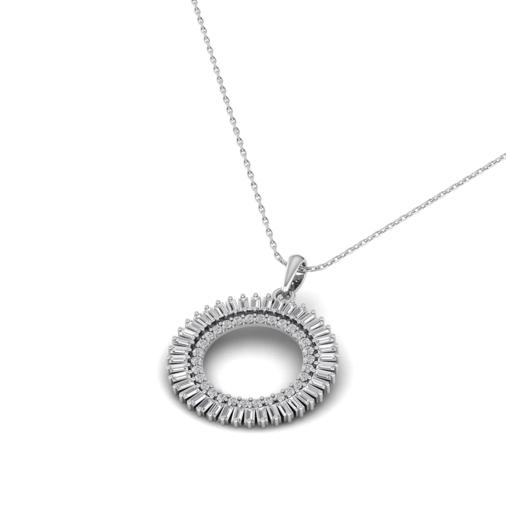 Pargold Solid Gold Radiant Halo Spark Pendant -Silver_Diamond_Diamond_Static_Silver