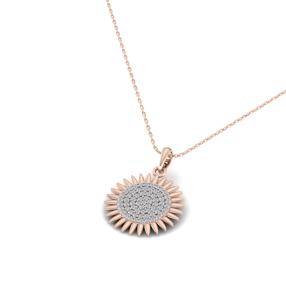 Pargold Solid Gold Sunflower Radiance Pendant -Rose_Diamond_Diamond_Static_Rose