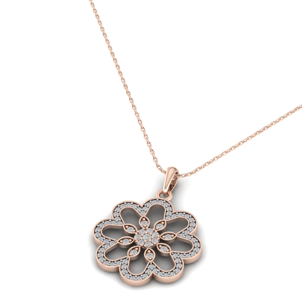 Pargold Solid Gold Ethereal Bloom Necklace -Rose_Diamond_Diamond_Static_Rose