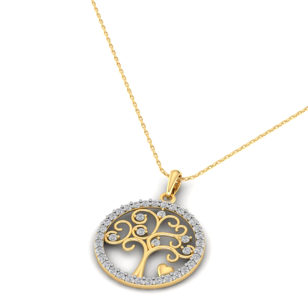 Pargold Solid Gold Eternal Tree of Life Pendant  -Gold_Diamond_Diamond_Static_Gold