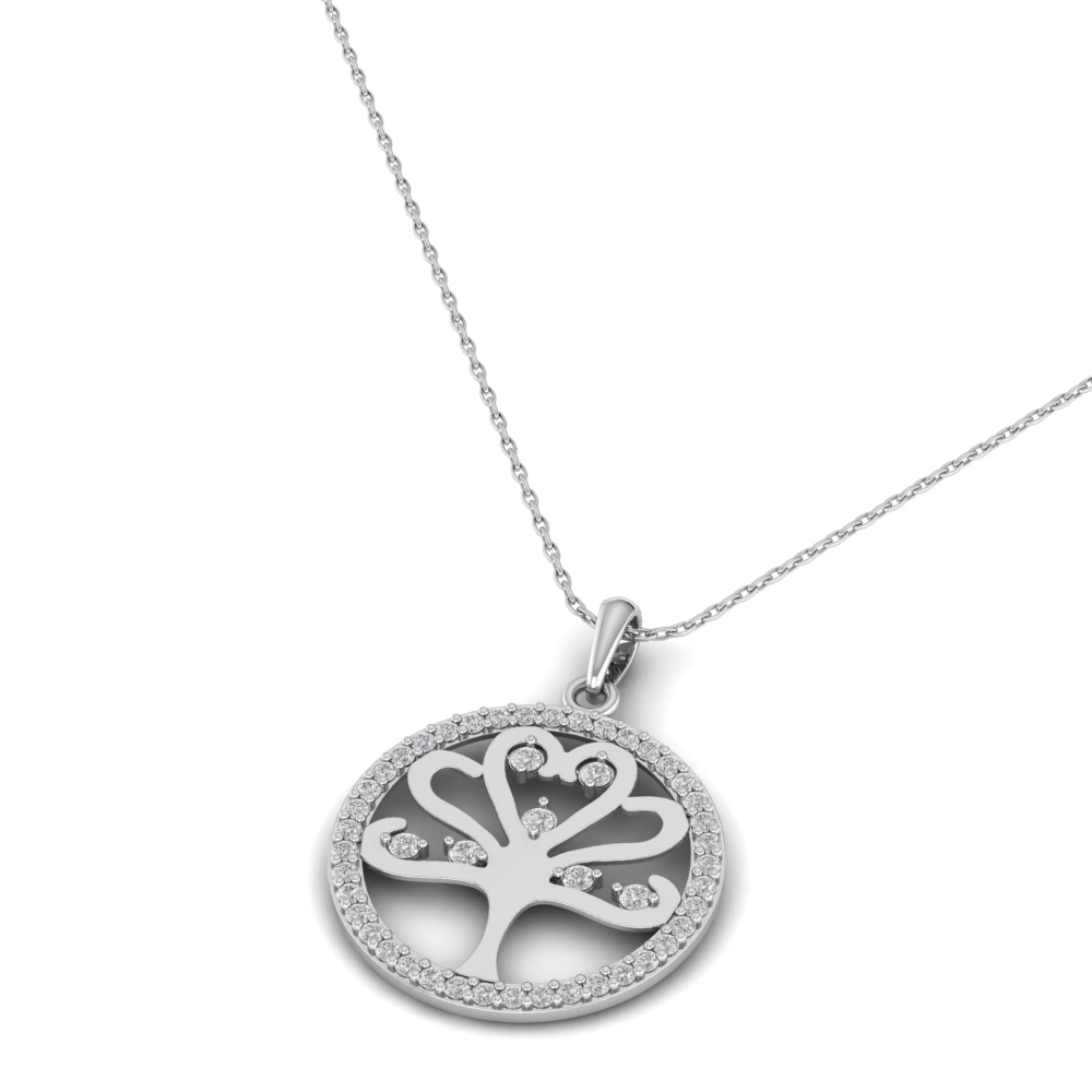 Pargold Solid Gold Opulent Tree of Life Necklace -Silver_Diamond_Diamond_Static_Silver